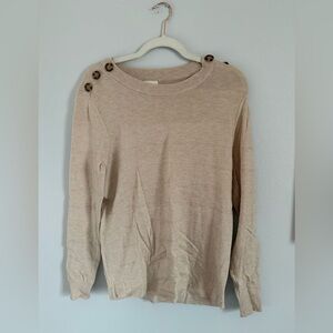 Pulse Women's Cream Sweater with Button Accents Size Medium